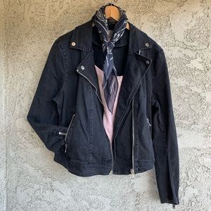 H&M Oversized Denim Motorcycle Jacket